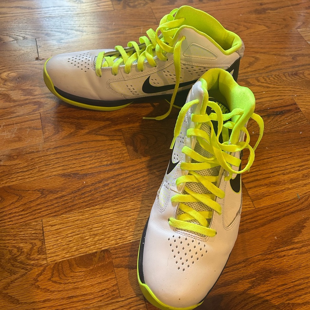 Nike Basketball Shoes - White and Neon Yellow